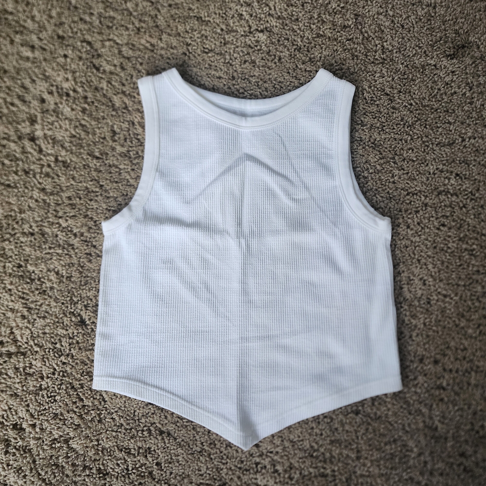 Aura Size M/L White Ribbed Tank Top